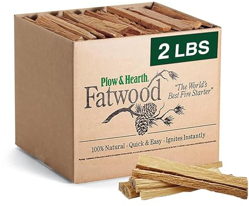 Plow & Hearth 2 LBS Fatwood Fire Starter Sticks Organic Kindling, Easy Ignition Fat Wood, All Natural Firestarters for Fire Pit, Wood Stoves, Fireplaces, Campfires, Bonfires, BBQ