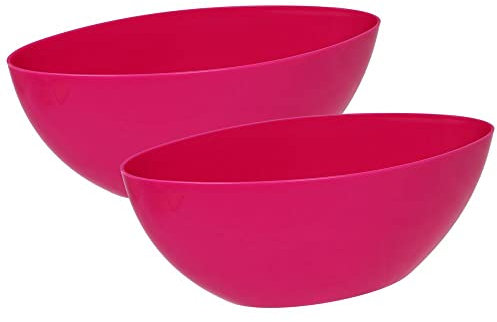 MePla - 2 Stück Schale OVAL - wetterfestes Pflanzgefäß - UV-beständiger Blumenkübel - Pflanzschale - Schale - L 30 cm - Fuchsia