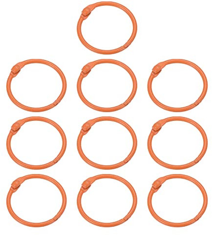 PATIKIL Loose Leaf Binder Rings 1 Inch, 10 Pack Metal Flash Card Book Binding Rings for Key Chain Index Card Scrapbooks, Orange