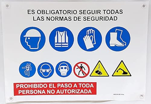 Cartel Pancarta Señal obligatoria para las obras (50 x 70 cm Gen)