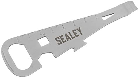 Sealey 7-in-1 Paint Can Opener Multi-Tool, Can Opener, Bottle Opener, Ruler, Nail Puller, 8mm Nut Wrench, 13mm Hex Wrench, Screwdriver - CO71