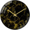 VIKMARI Schwarzes-Goldenes Modernes Marmor-Textur 30CM Wanduhr mit Golduhrenzeigern - Geräuschlos, batteriebetrieben, runde Quarzuhr - Rustikale Dekoration für Küche, Schlafzimmer, Wohnzimmer & Büro
