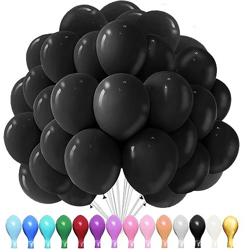 Luftballons Schwarz, 100 Stück 10 Zoll Luftballons Schwarz Matt, 2.2g Latex Luftballons, Luftballons Matt, für Geburtstagsfeiern, Jubiläumsfeiern, Hochzeiten, Baby Party, Partydekorationen