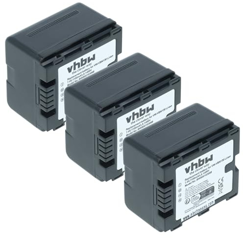vhbw 3X Akku kompatibel mit Panasonic HC-X909 | HC-X929, HDC-HS900 Videokamera Camcorder (1100 mAh, 7,2 V, Li-Ion) + Infochip
