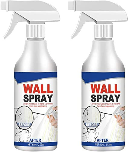 Hualabo Vielseitige Wandreparatur-Sprühfarbe, Wasserbasis, weißer Abzieh- und Fleckenentferner für Wand und Decke, deckt Flecken ab, 60 ml (2 Stück)