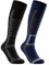 2 Paar Skisocken Herren & Damen Ski Kniestrümpfe 34175 WP (Schwarz Blau 43-46)