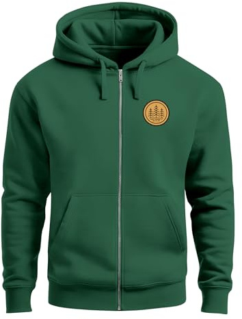 Neverless® Zip Hoodie Herren Outdoor Motiv Bäume Sweatjacke mit Kapuze Logoprint Fashion Streetstyle