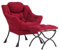 YOTATING Bequemer Sessel mit Fußhocker, Lazy Chair mit Ottomane, Freizeit-Akzentstuhl, Relax-Lounge-Sessel mit Armlehnen & Seitentasche für Wohnzimmer, Schlafzimmer & kleine Räume, Burgund