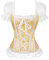 AMhomely Corset Tops For Women With Sleeves Mesh Bustier Plus Size Gothic Bandaged Overbust Corset Blouse Lace Patchwork Waist Trainer Sexy Slim Fit Bodyshaper Vintage Punk Tunic Tops Yellow XL