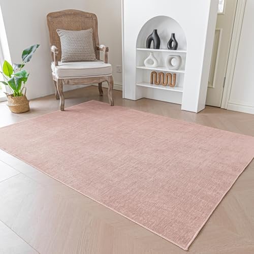 Evitany Kurzflor Teppich Rosa 80x150cm,Teppich Mädchenzimmer,Waschbarer Teppiche Wohnzimmer,Anti-Rutsch Unterseite,Kleine Tepich Schlafzimmer, Kinderzimmer,Esszimmer,Rosa