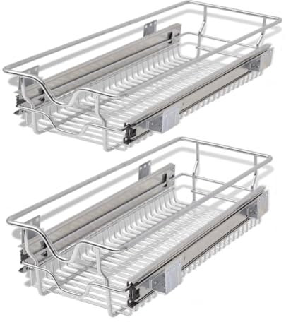 Pull-Out Wire Baskets Kitchen Base Larder Units Storage Organiser 500 mm - Set of 2 Pcs for Easy and Convenient Kitchen Storage