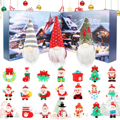 Wichtel Adventskalender 2025 Weihnachtswichtel Adventskalender 24 Tage Adventskalender Weihnachten Countdown Kalender Weihnachten mit 3 Stück Sammlerstück Wichtel Puppen für Kinder Erwachsene