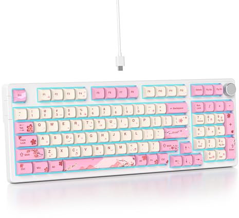 SbocKeeb Clavier de Jeu mécanique 96% crémeux avec pavé numérique, RVB Clavier Thocky Filaire personnalisé échange à Chaud, Clavier QWERTY à Boutons américains pour Les Joueurs de Bureau