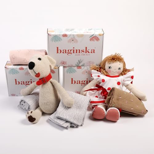 baginska - Muselinas Bebe Algodon Oeko-Tex, 63 x 63 cm. Paquete con 3 Unidades. Toalla Facial Infantil Suaves, Toalla de Gasa Bebe para Niños, Paños de Muselina Facial Infantil para Recién Nacidos