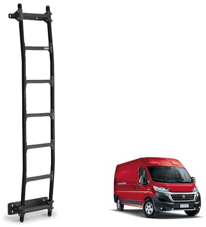 Rhino Black Van Ladder for the Fiat Ducato (2006+) [Note: Only Suitable for High Roof (H2) Models] Heavy Duty Anti-slip Steps (With Fixing Kit)