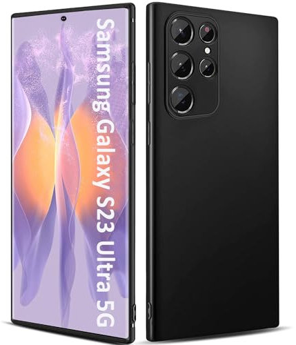 Downy Hülle für Samsung Galaxy S23 Ultra 5G Schwarz, Ultra Dünn Weiche Premium TPU Silikon Schutzhülle, Extrem Kratzfest & rutschfest & Fallschutz Kameraschutz Handyhülle, Anti Fingerabdruck Case