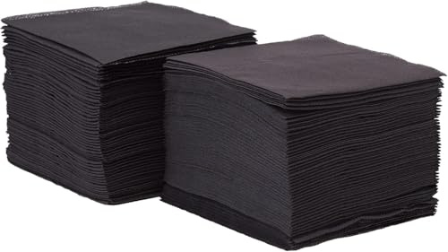 Morigami, Cocktailserviette aus Papier, 1/4-Falz, Spitze zu Spitze, 150 Servietten, Schwarz