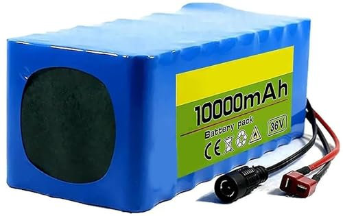 Batterie de vélo électrique 36V 10Ah, Ebike Batterie 36 V 10 Ah 10S2P Haute Puissance Batteries pour vélo pour 250W 300W 400W 500W 800W 1000W Moteu avec Chargeur 36V 10AH,T