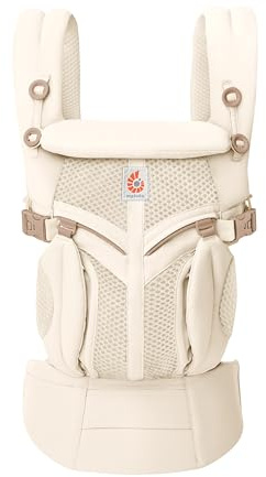 Ergobaby Babytrage für Neugeborene ab Geburt, Baby Tragesystem Omni Classic Mesh, Baby-Tragetasche Bauchtrage Rückentrage, Luminous Ivory