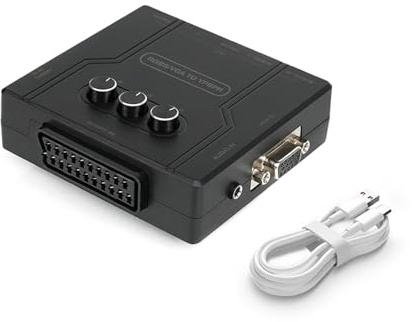 RGBS/VGA/SCART to Component Adapter - Supports R/G/B Single Channel Color Adjustment, Plug & Play Video Game Converter with No Lag, for Retro Game Console (Large)