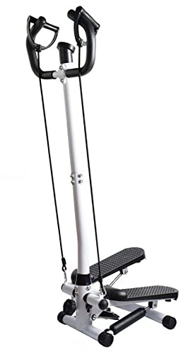 Mini Stepper mit LCD-Display, Power Ropes, Heimtrainer Fitness Gerät, Stahl, 112x34x29cm, Hydraulische Dämpfung, bis 150kg Belastbar, Up-Down Swing Stepper für Zuhause mit Lenker