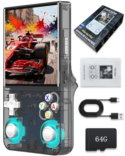 La Nouvelle Console de Jeux Portable R36 Ultra est dotée d'un écran IPS de 4 Pouces, d'une Carte intégrée de 64 Go et de 20 000 Jeux, d'une compatibilité avec Le système Linux et d'une (Noir ,64G)