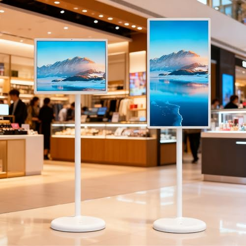 Portable Smart Tv, 27-Inch Full Hd Touchscreen, Portable Touchscreen Monitor, With Wheels And Remote Control, 7-Hour Battery Life,Wireless/Wired Screen Mirroring, Smart Rotating Display 4+64GB