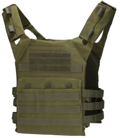 Pineeseatile Bulletproof Vest, Tacticals Vest for Men and Women, Lightweight Quick Release Security Plate Carrier for Outdoor Paintball Shooting Wargame, Army Green
