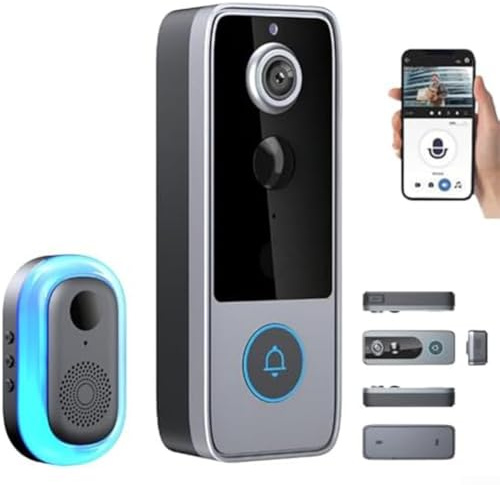 Smart WiFi Video Doorbell Camera, Two-Way Audio, Motion Detection Alerts, Waterproof Design Local Recording for Home Security(M21)