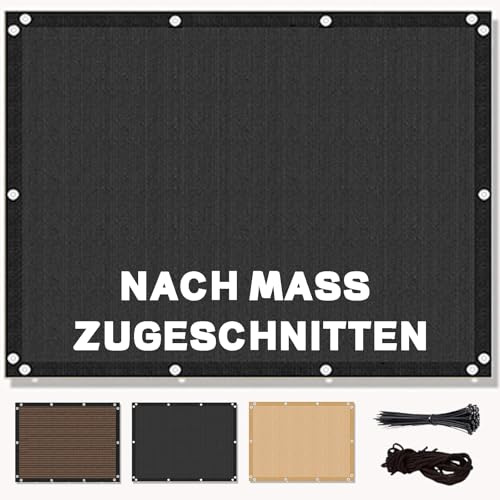 Sonnensegel Balkon Regenschutz 4x6M Premium HDPE Gewebe, Beschattungsnetz inkl Seil, 95% UV-Schutz Reißfest Wetterfest, für Patio-Carport im Freien Schwarz