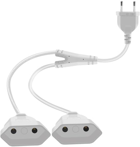 YINGAYOU Cavo di Prolunga Europeo 2 in 1 2.5A 250V 625W Prolunga Elettrica Doppia Europeo, per Elettrodomestici TV PC Etc (Bianco, 0.4 m)