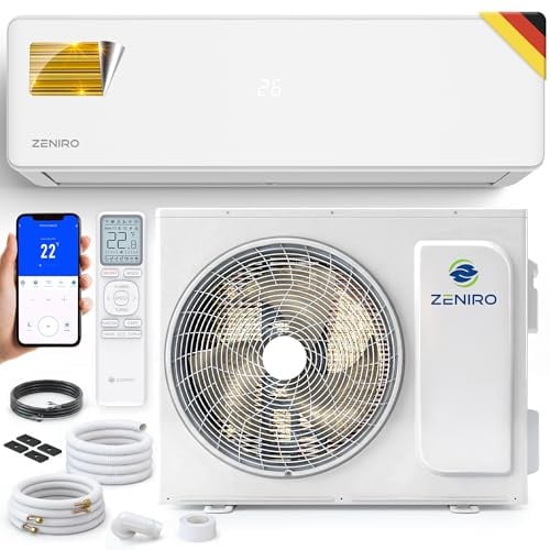 ZENIRO Klimaanlage Set Split - mit WiFi/App Funktion Klimagerät Kühlen A++/ Heizen A+ 3,5kW 12000 BTU Sehr Leise, Kältemittel R32 - Fernbedienung, Timerfunktion - Inkl. Montagematerial