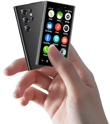 ZOKOE Mini Mobile Phone, small smartphone for children, 3-inch HD screen, 2 GB RAM + 16 GB, compact, Wi-Fi, Unlocked mobile phone (Black)