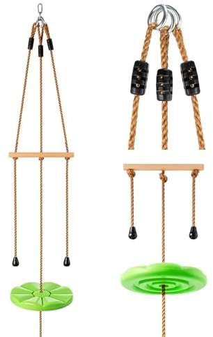 SUNNYNEST Kids Climbing Rope Tree Swing with Disc Seat & Wooden Handle Bar