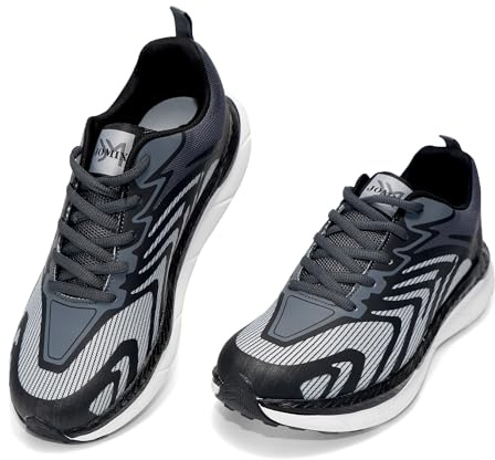 JOMIX Scarpe Uomo con Lacci Sneakers Respirabili Suola Antiscivolo Scarpe da Corsa con Tomaia a Onde Leggere per Palestra Camminata MOS260001 (Grigio, 40)