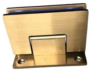Gebürstete Goldfarbe, Duschraum-Glastür-Clip-Klemmscharnier, doppelte 90-Grad-Hardware(180 degree x2)