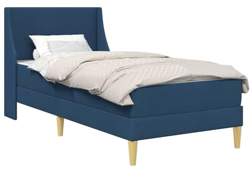 vidaXL Bettgestell mit Matratze mit Kopfteil Blau 80x 200 cm Polyester