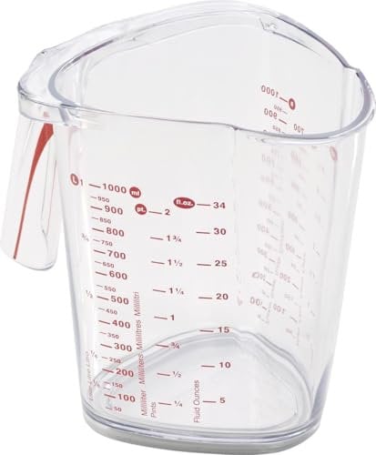 Leifheit Gobelet mesureur 1 L, Verre mesureur Plastique gradué, avec échelles de Mesure pour Farine, Sucre et liquides, Base en Caoutchouc, Optimal pour la pâtisserie et la Cuisine, pichet mesureur