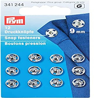 Prym Snap Fasteners, Brass, Silber, 34124 9 mm