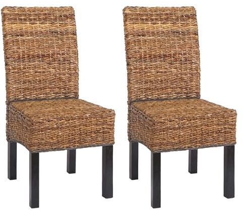 Mendler 2er-Set Esszimmerstuhl Korbstuhl M69 Stuhl Bali Bananengeflecht - dunkel, ohne Kissen