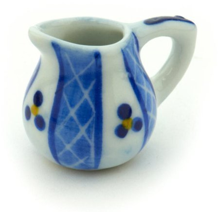 MyTinyWorld 2 x Dolls House Miniature Blue Lace Design Ceramic Round Water Jugs