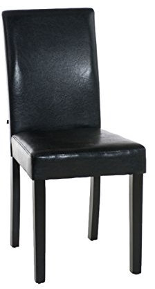 CLP Chaise de Salle à Manger INA en Similicuir I Siège Rembourré I Chaise avec Dossier Et Pieds en Bois, Couleur:Noir, Couleur du Cadre:Noir