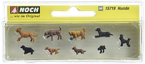 NOCH® H0 Figuren Hunde, handbemalte Tierfiguren, ideal für H0 Dioramen und Modellbahnlandschaften