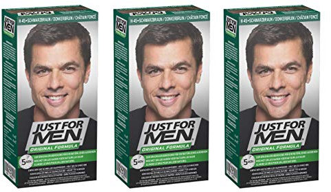 Just for Men - H45 - Haarfärbemittel, Pflege Tönungs Shampoo, Natur Schwarzbraun, 3er Pack