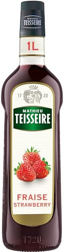 Sirop de Framboise Mathieu Teisseire, pour boissons, cocktails avec ou sans alcool, boissons gazeuses, smoothies, thés, milk-shakes, desserts, bouteille de 1L