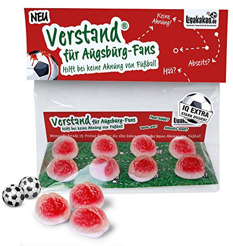 FCA geschenk Set ist jetzt VERSTAND für Augsburg-Fans | Fruchtgummi-Pralinen, hochdosiert | Für Schalke, Bayern & Fußball-Fans, denen der Verstand von FCA-Fans am Herzen liegt