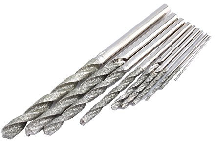 10Pcs 0.8-4.0mm Juego de Brocas Helicoidales Juego de Brocas con Punta de Diamante de Alta Precisión con Vástago Redondo Juego de Brocas de Broca para Herramientas de Madera Vidrio y Piedra
