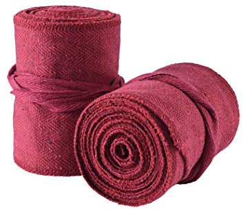 Battle-Merchant 1 Paar Wadenwickel/Beinwickel mit Fischgrätenmuster, Rot/Weinrot, 350x10cm