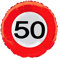 Folienballon 45cm rund, Verkehrsschild 50, Straßenschild, Luftballon, mit und ohne Heliumfüllung (ohne Heliumfüllung)