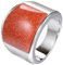 HIJONES Unisex Mosaik Edelstein Ring aus Edelstahl mit Opal Breit Silber Orange Größe 60